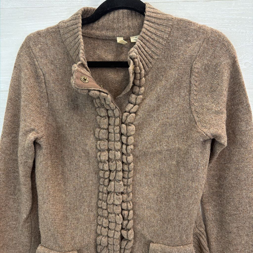 Moth Brown Knit Snap Front Sweater Medium