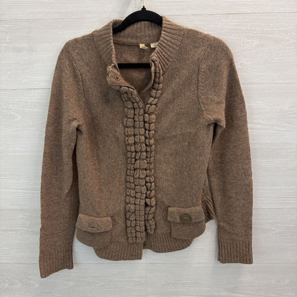 Moth Brown Knit Snap Front Sweater Medium