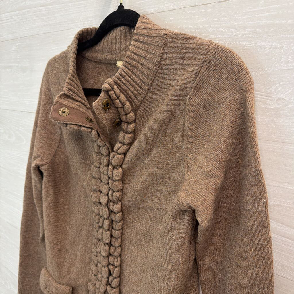 Moth Brown Knit Snap Front Sweater Medium