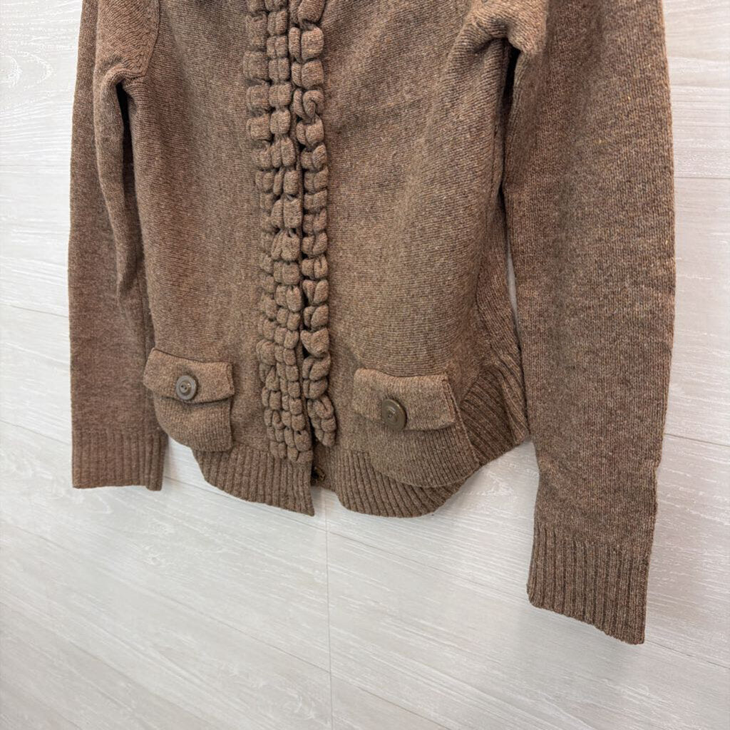 Moth Brown Knit Snap Front Sweater Medium