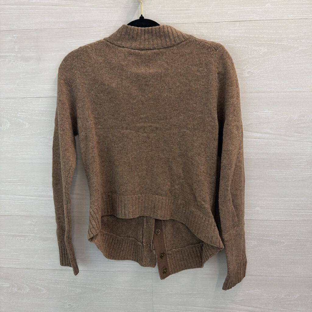 Moth Brown Knit Snap Front Sweater Medium
