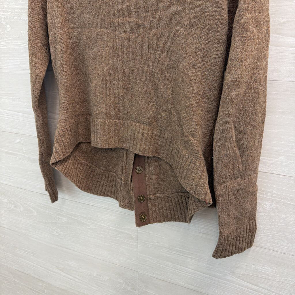 Moth Brown Knit Snap Front Sweater Medium