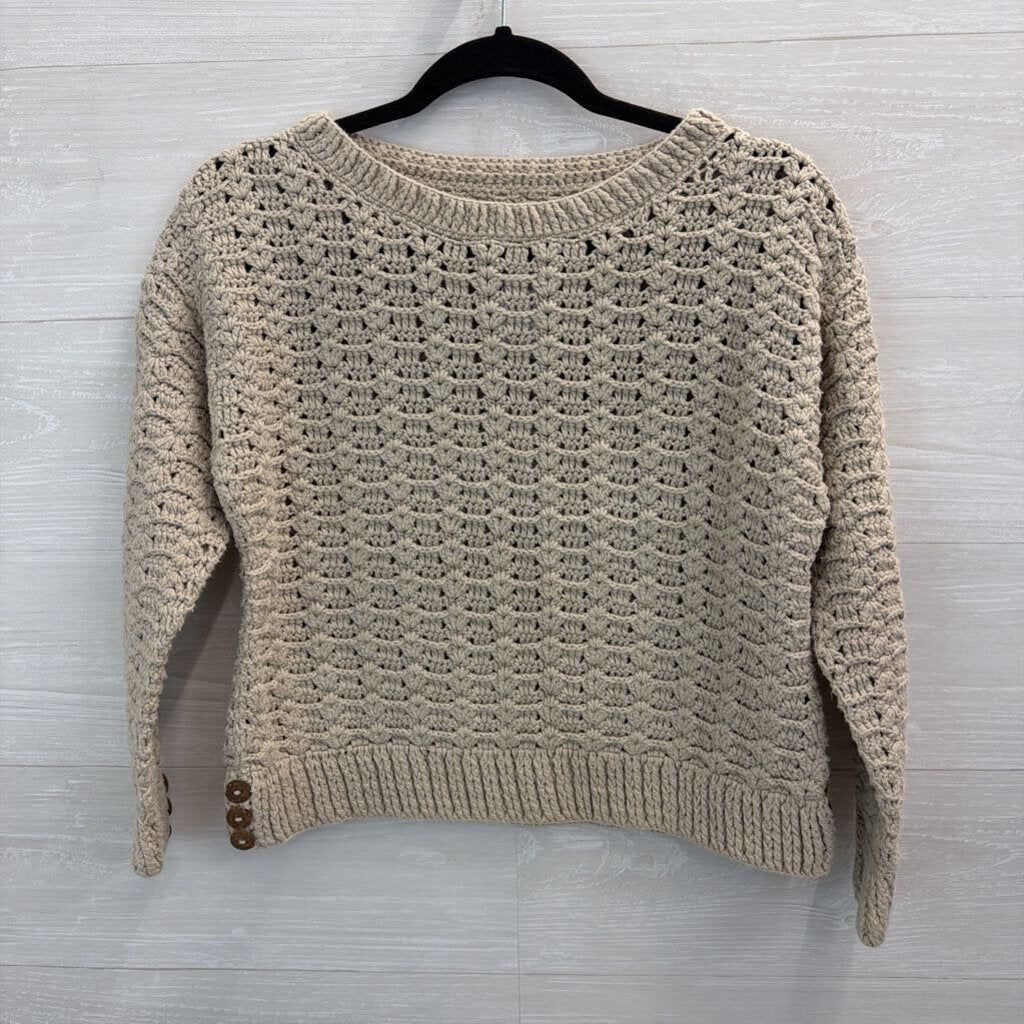 Caravan Beige Knit Cropped Sweater Medium