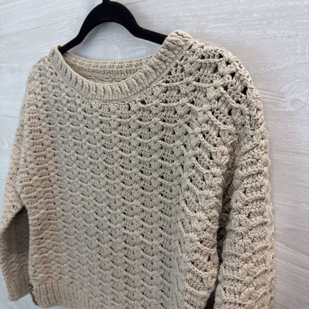 Caravan Beige Knit Cropped Sweater Medium