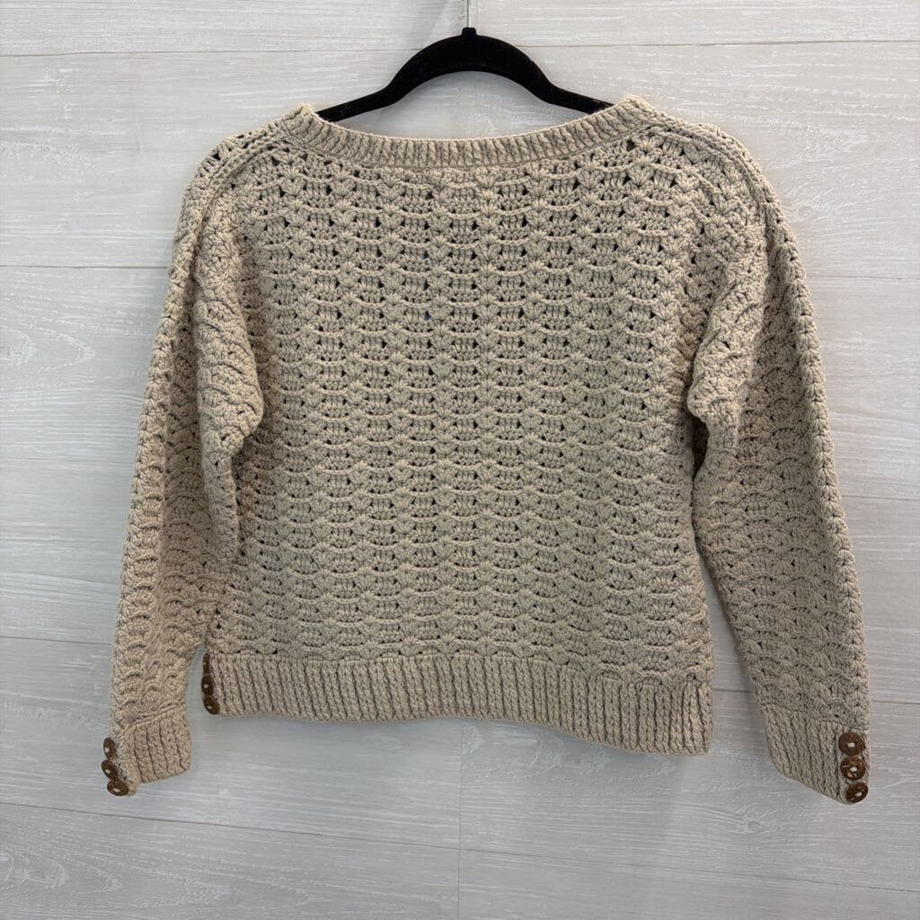 Caravan Beige Knit Cropped Sweater Medium
