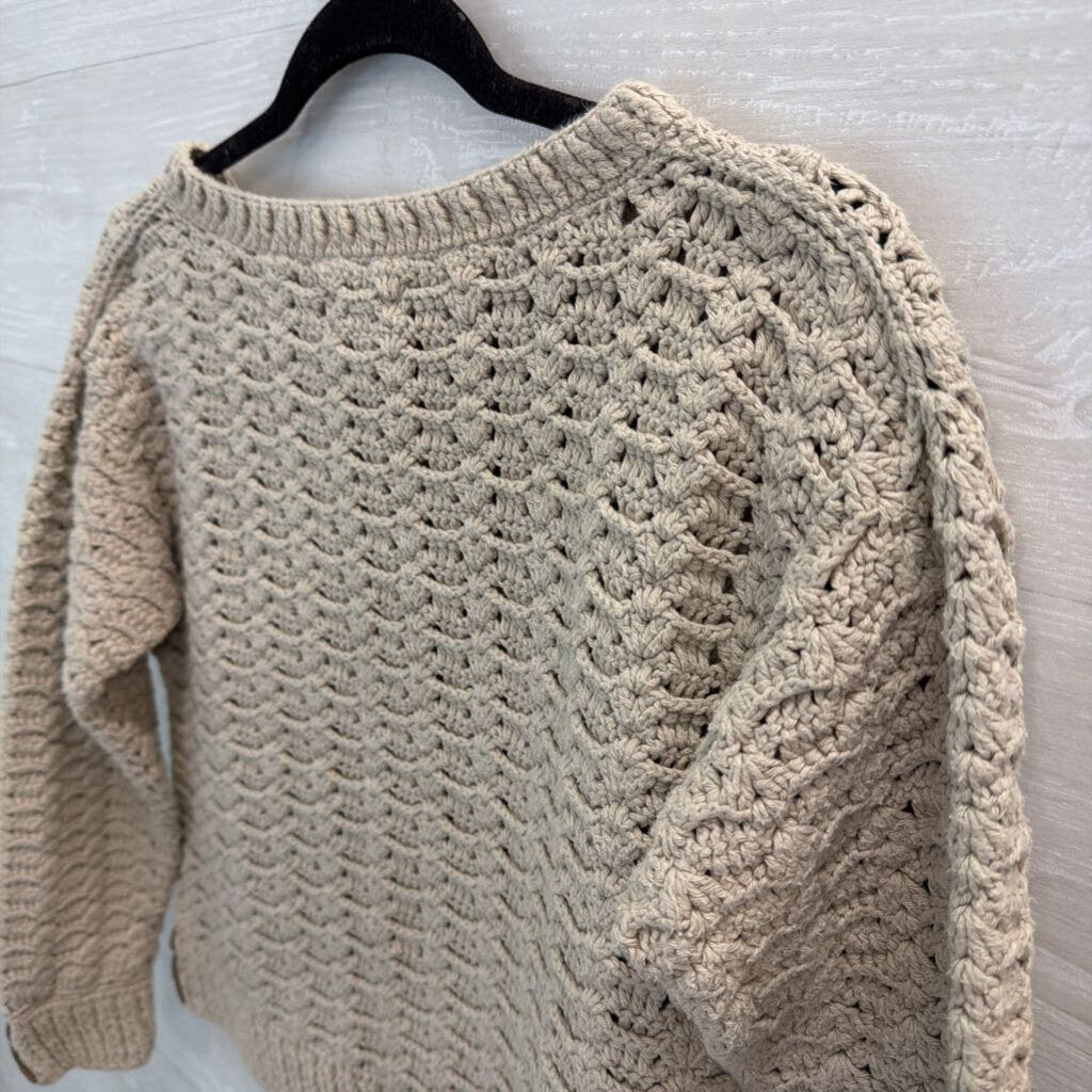 Caravan Beige Knit Cropped Sweater Medium