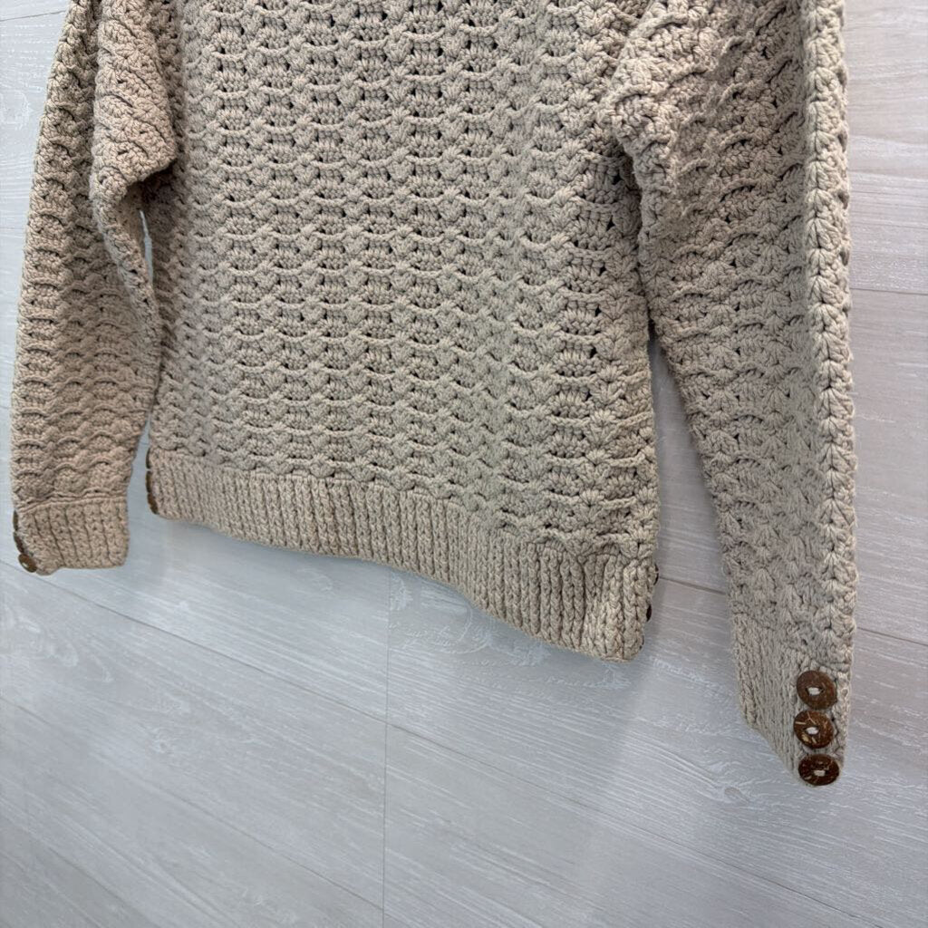 Caravan Beige Knit Cropped Sweater Medium