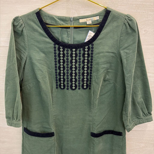 Boden Green/ Black Corduroy Long Sleeve Dress 6 Petite