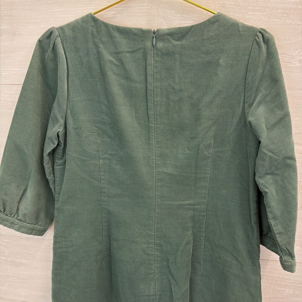 Boden Green/ Black Corduroy Long Sleeve Dress 6 Petite