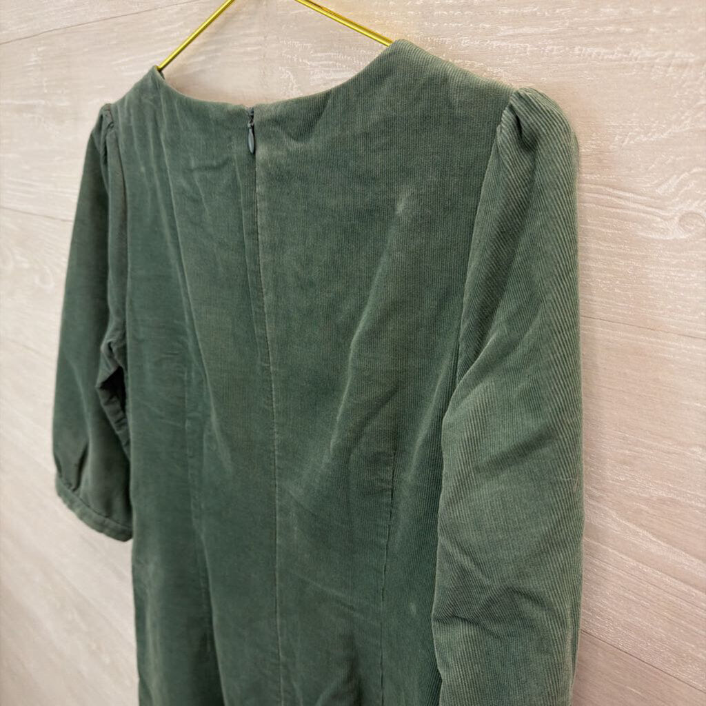 Boden Green/ Black Corduroy Long Sleeve Dress 6 Petite