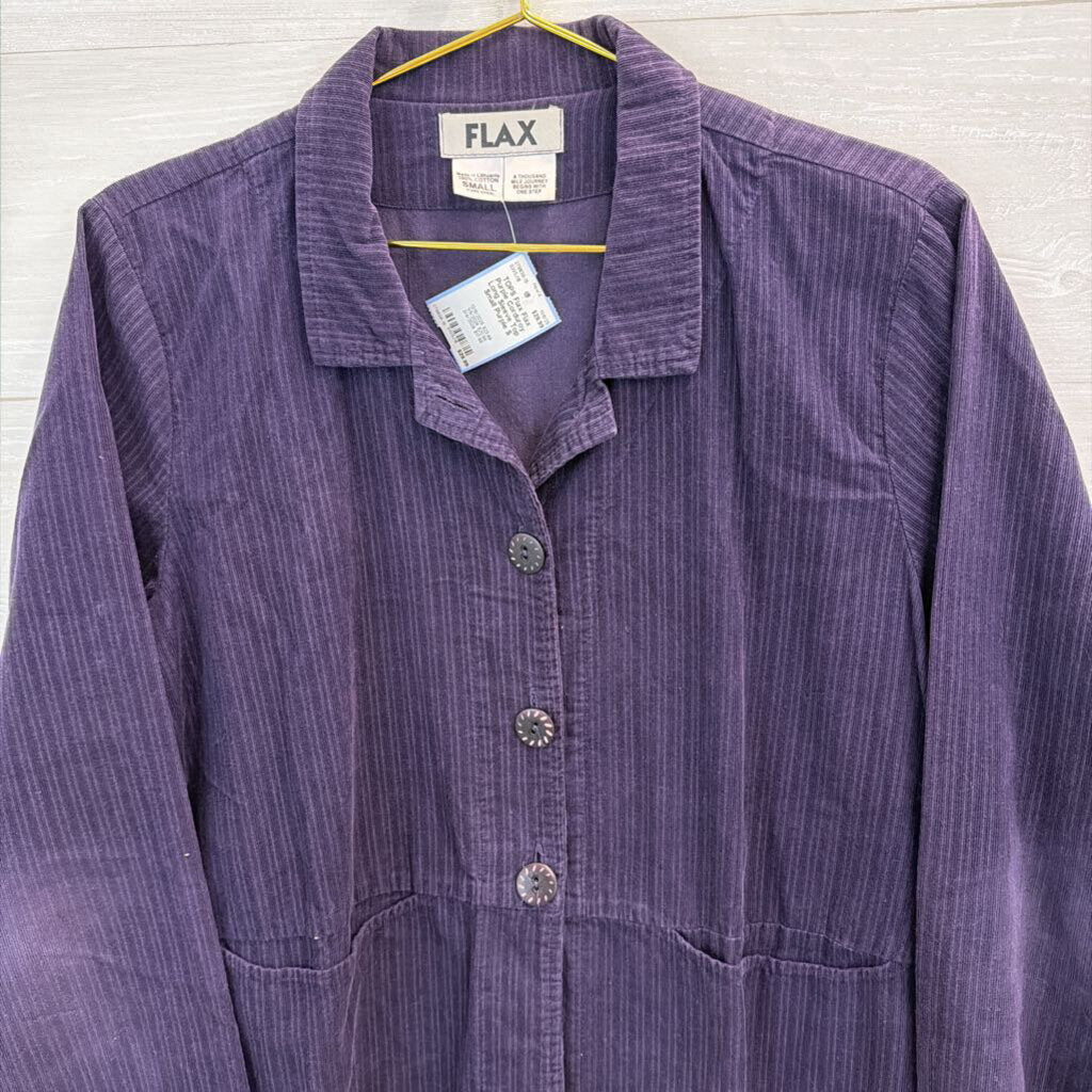 Flax Purple Corduroy Long Sleeve Top Small