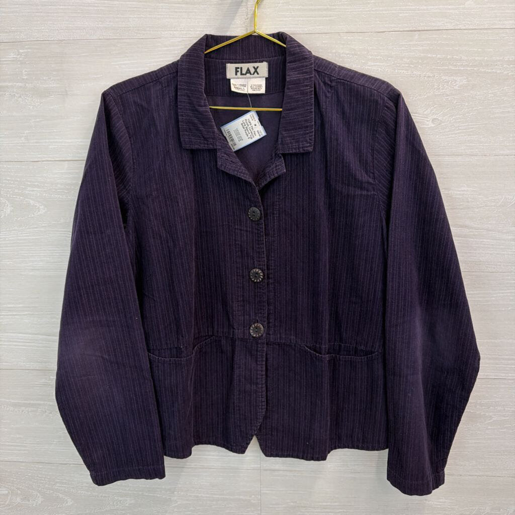 Flax Purple Corduroy Long Sleeve Top Small