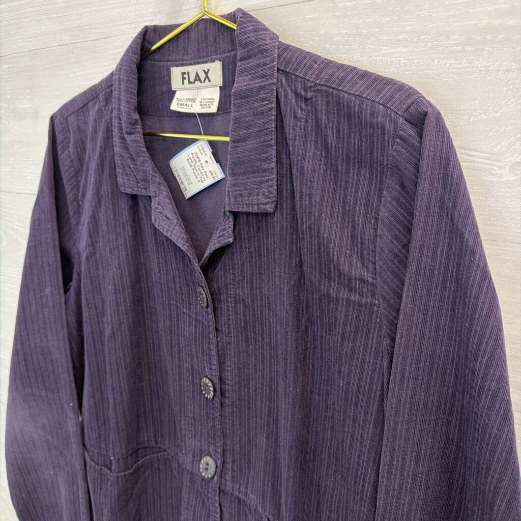 Flax Purple Corduroy Long Sleeve Top Small