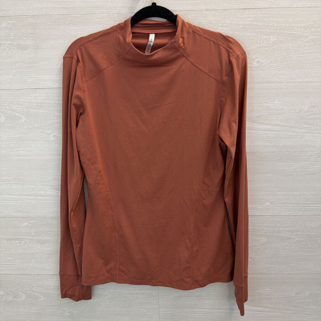 Fabletics Brown Long Sleeve Mock Neck Top Medium
