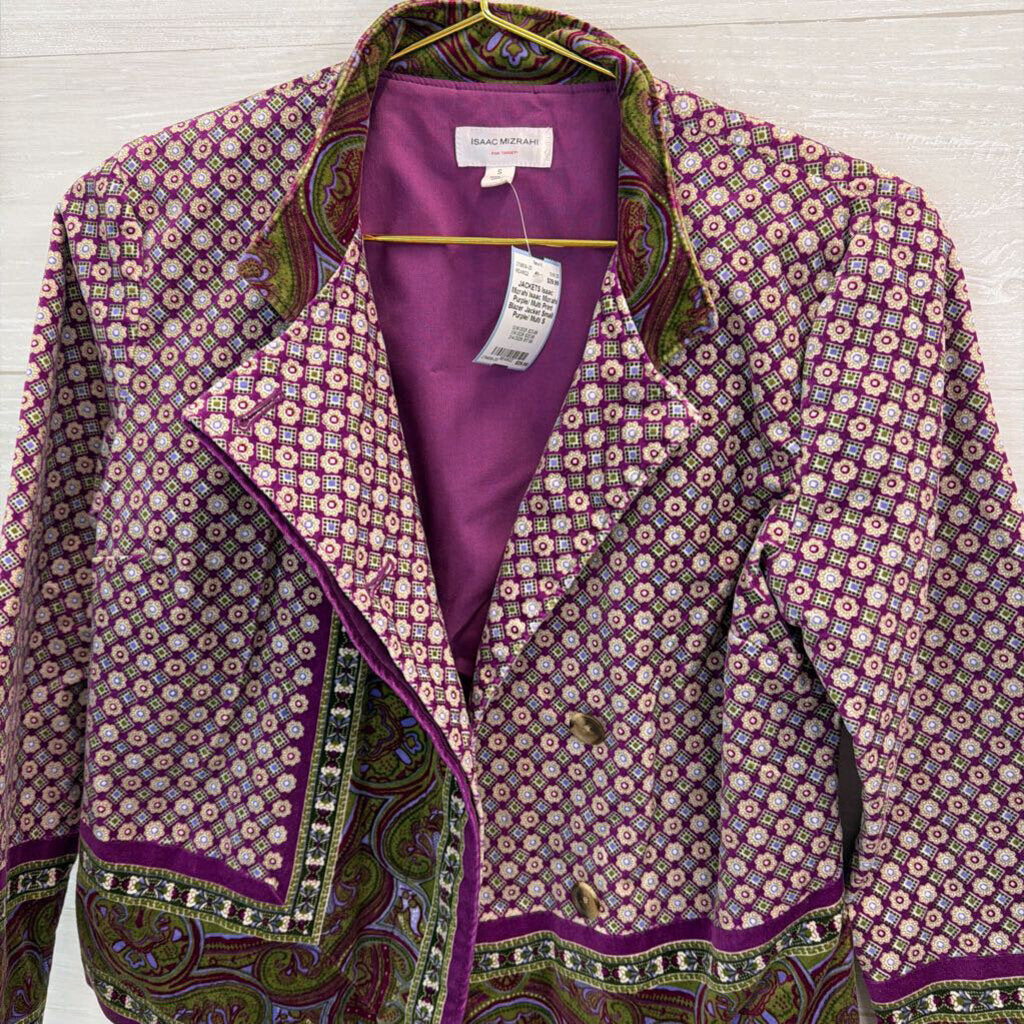 Isaac Mizrahi Purple/ Multi Print Blazer Jacket Small