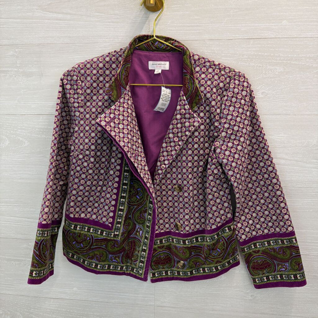 Isaac Mizrahi Purple/ Multi Print Blazer Jacket Small