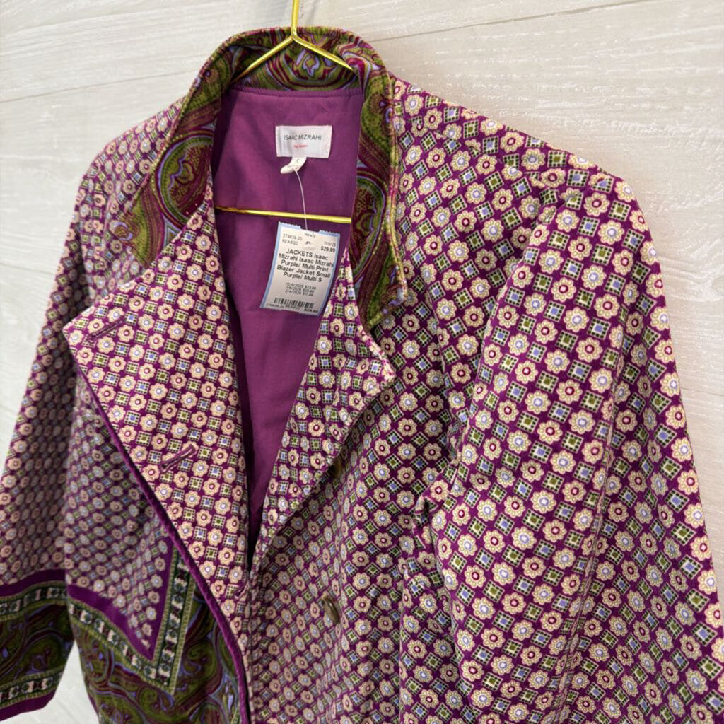 Isaac Mizrahi Purple/ Multi Print Blazer Jacket Small