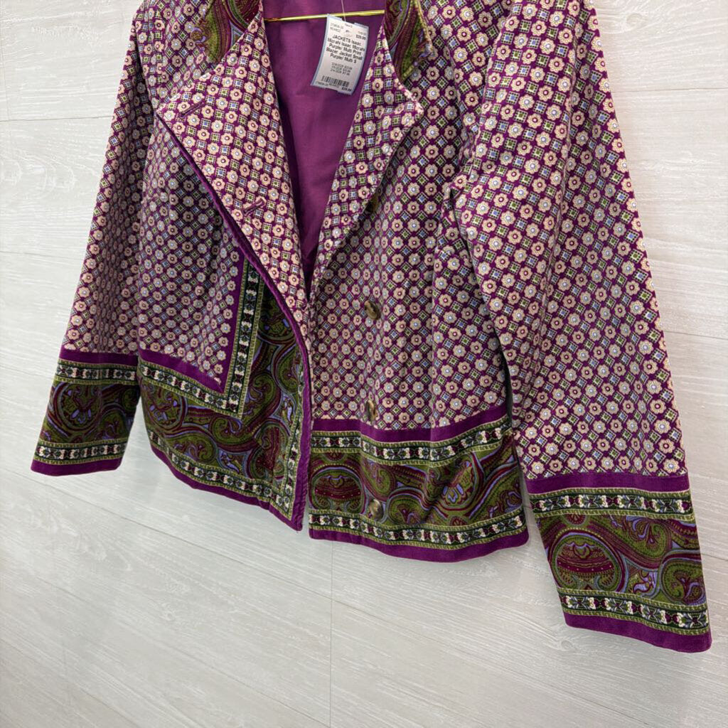 Isaac Mizrahi Purple/ Multi Print Blazer Jacket Small