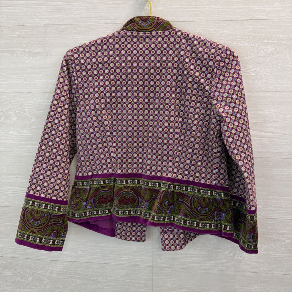 Isaac Mizrahi Purple/ Multi Print Blazer Jacket Small