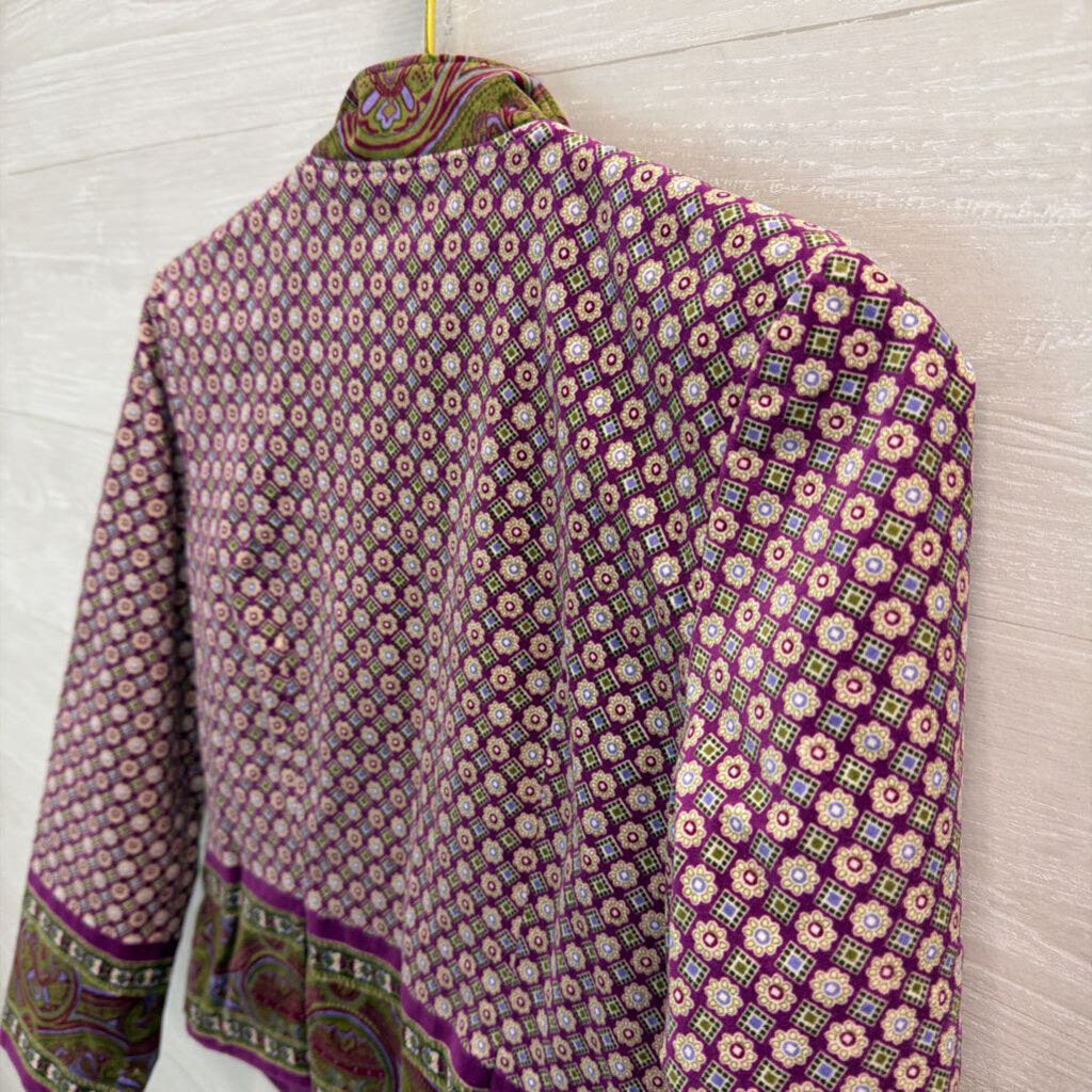 Isaac Mizrahi Purple/ Multi Print Blazer Jacket Small