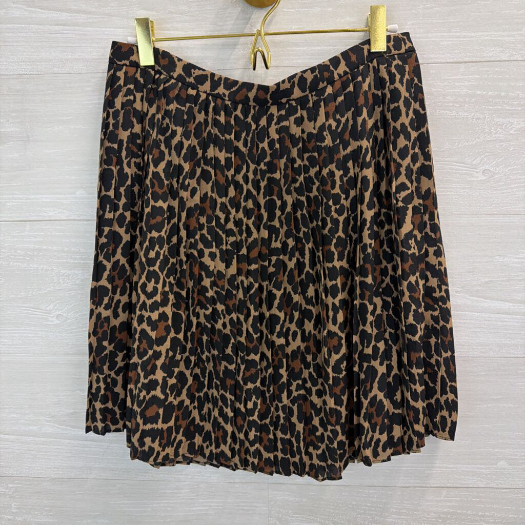 J Crew Brown/ Black Leopard Print Pleated Skirt 2