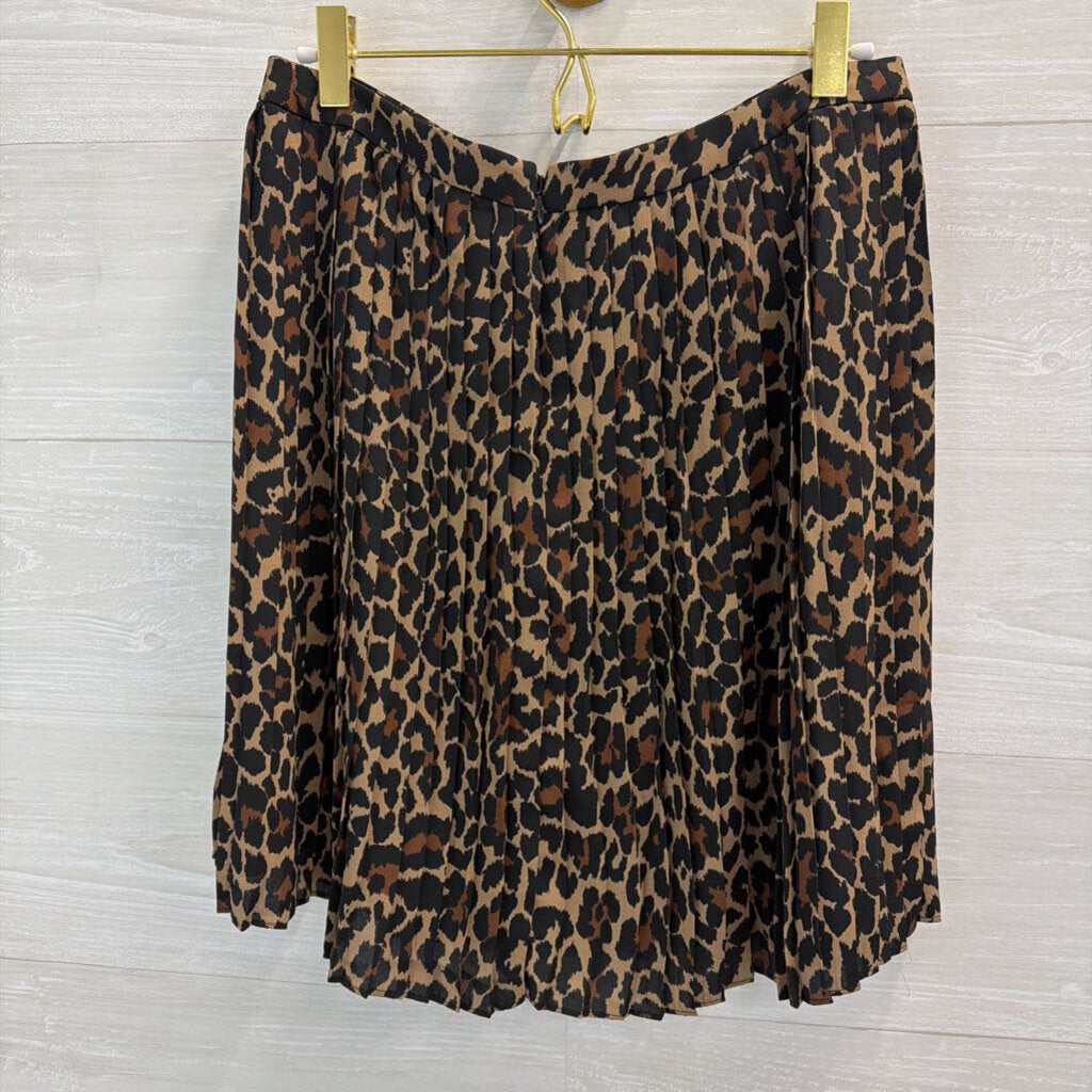 J Crew Brown/ Black Leopard Print Pleated Skirt 2
