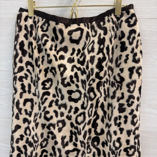 Etcetera Brown/ Cream Faux Fur Leopard Print Knee Length Skirt 4