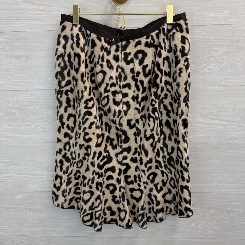 Etcetera Brown/ Cream Faux Fur Leopard Print Knee Length Skirt 4