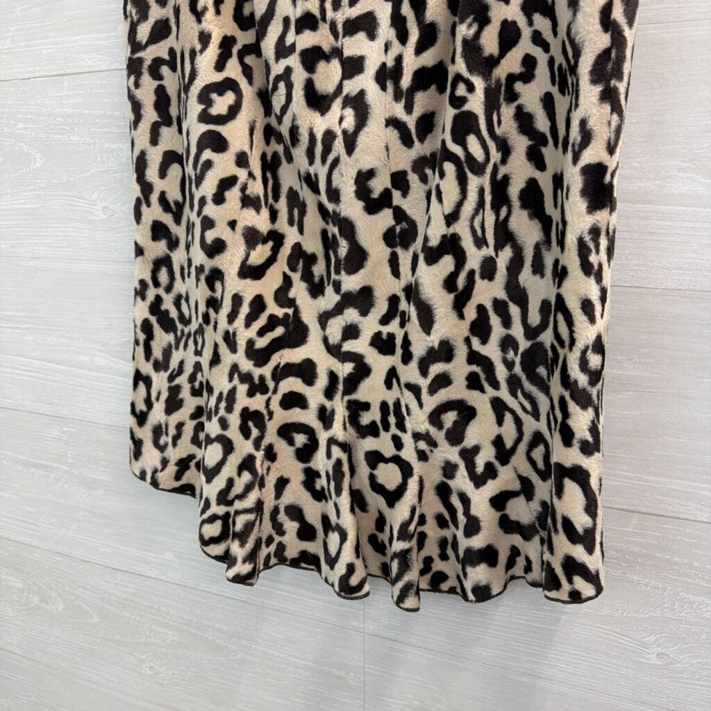 Etcetera Brown/ Cream Faux Fur Leopard Print Knee Length Skirt 4