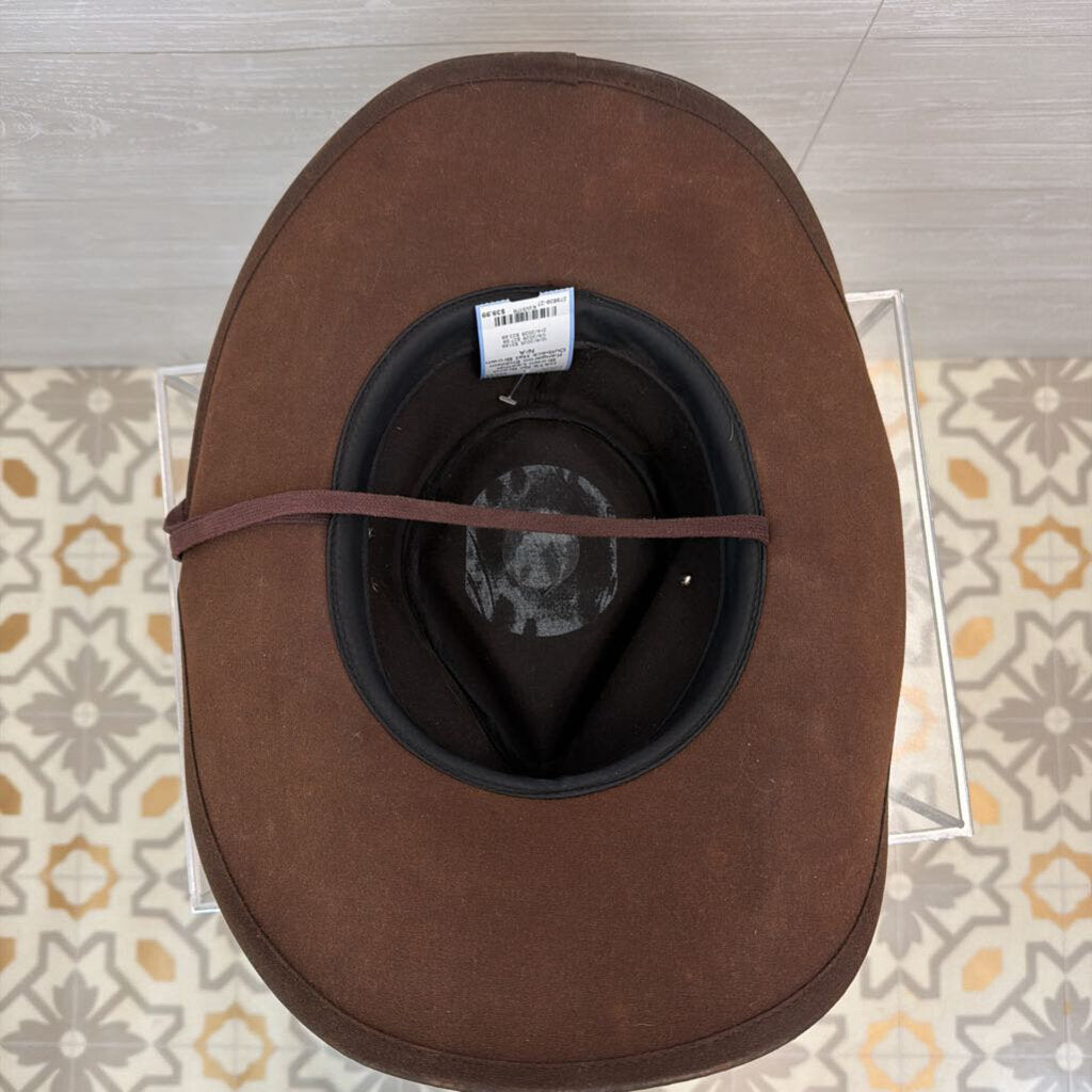 Brown Leather Kangaroo Emblem Outback Hat