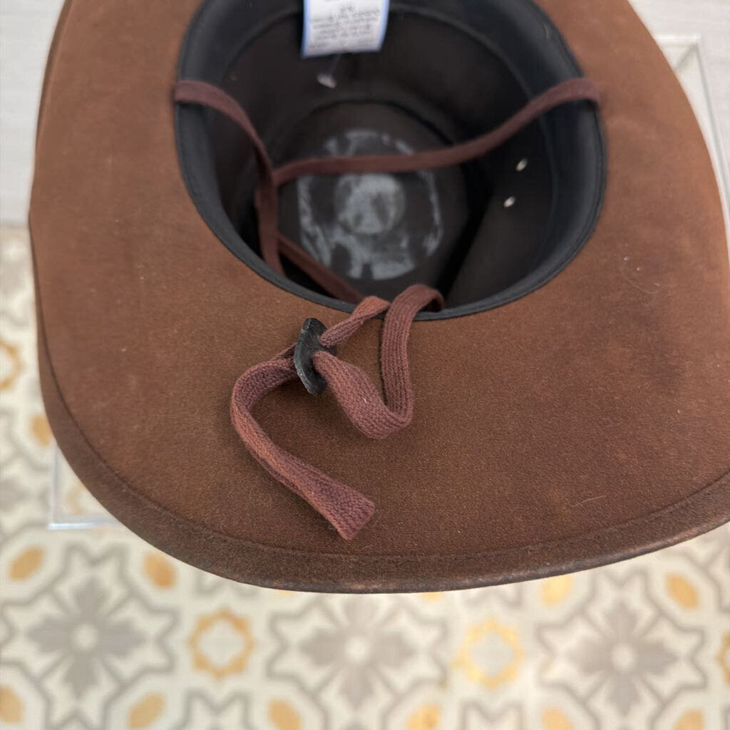 Brown Leather Kangaroo Emblem Outback Hat