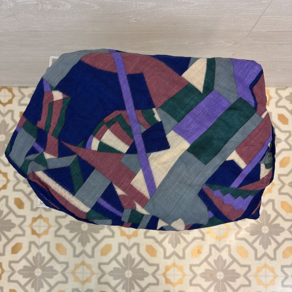 Ginnie Johansen 100% Wool Blue/ Multi Print Scarf