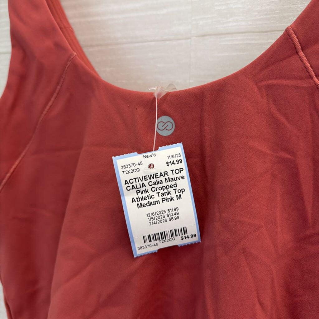 Calia Mauve Pink Cropped Athletic Tank Top Medium