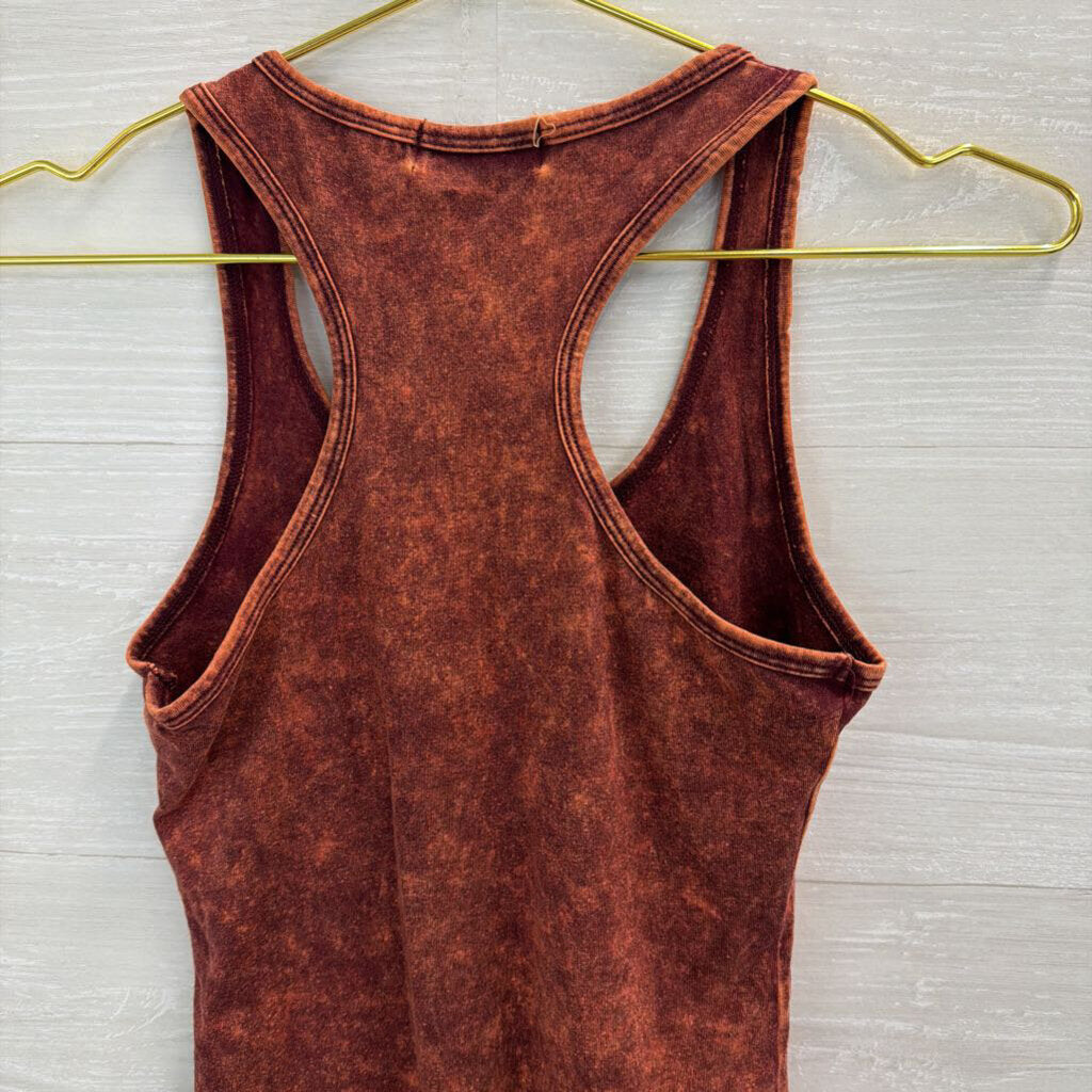 Zenana Brick Red Tank Bodysuit Small