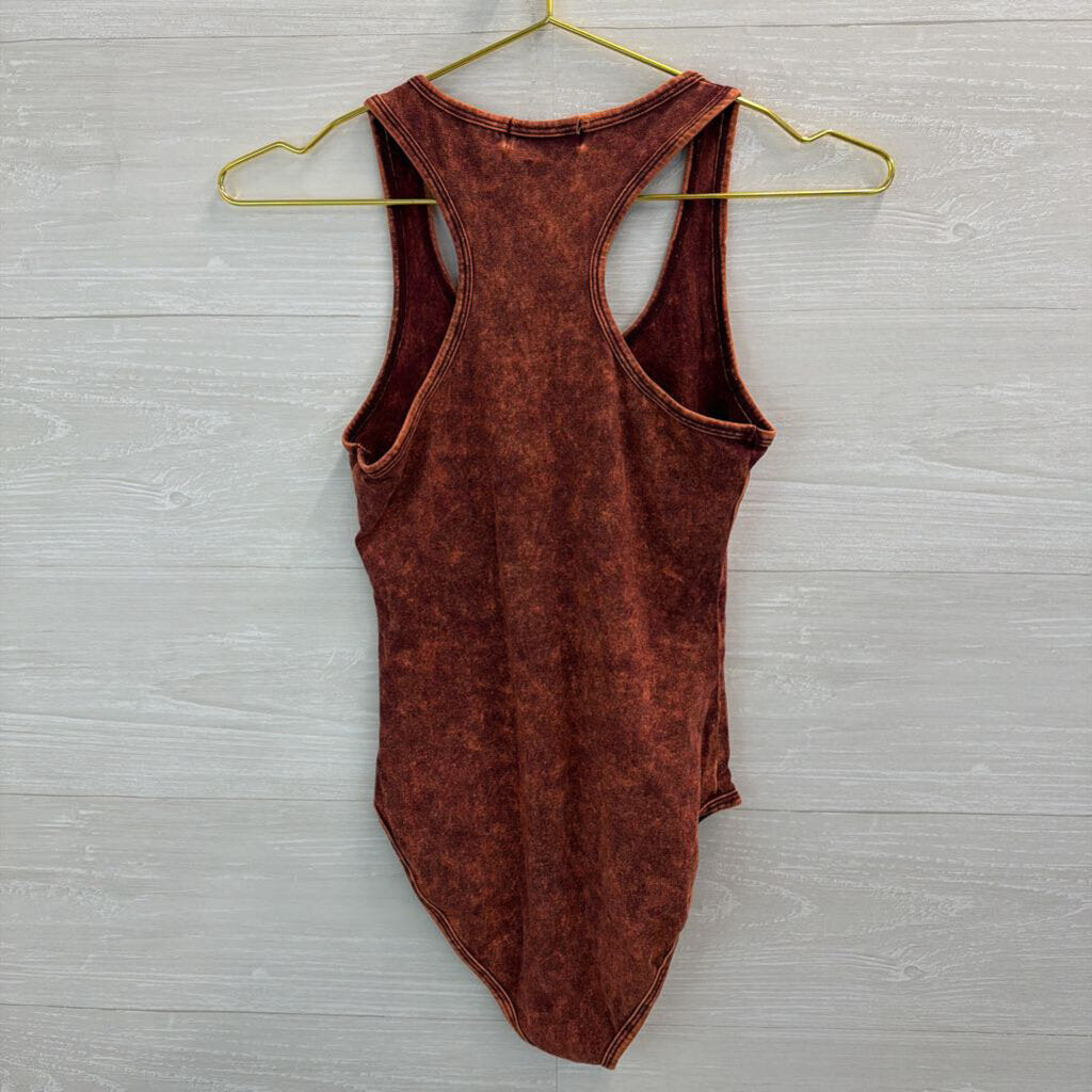 Zenana Brick Red Tank Bodysuit Small