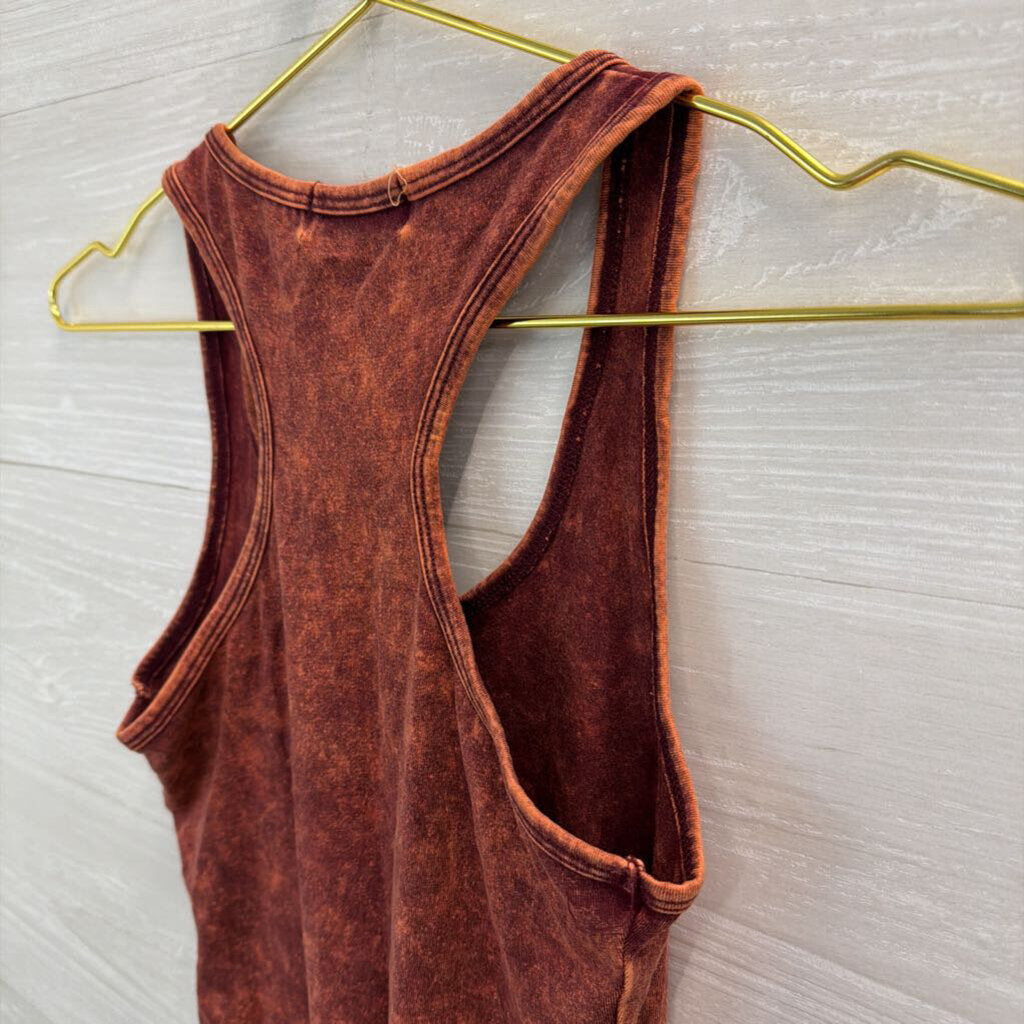 Zenana Brick Red Tank Bodysuit Small