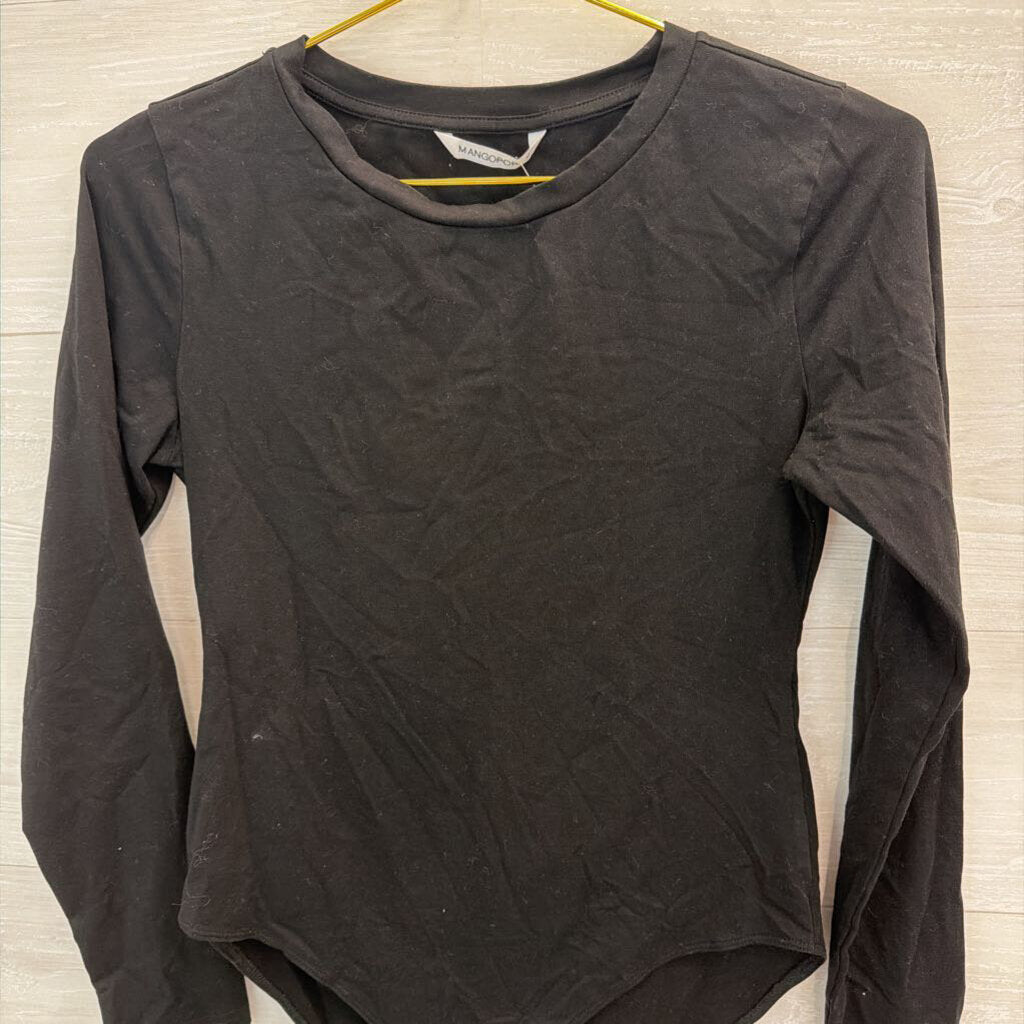 Mango Pop Black Long Sleeve Bodysuit Medium