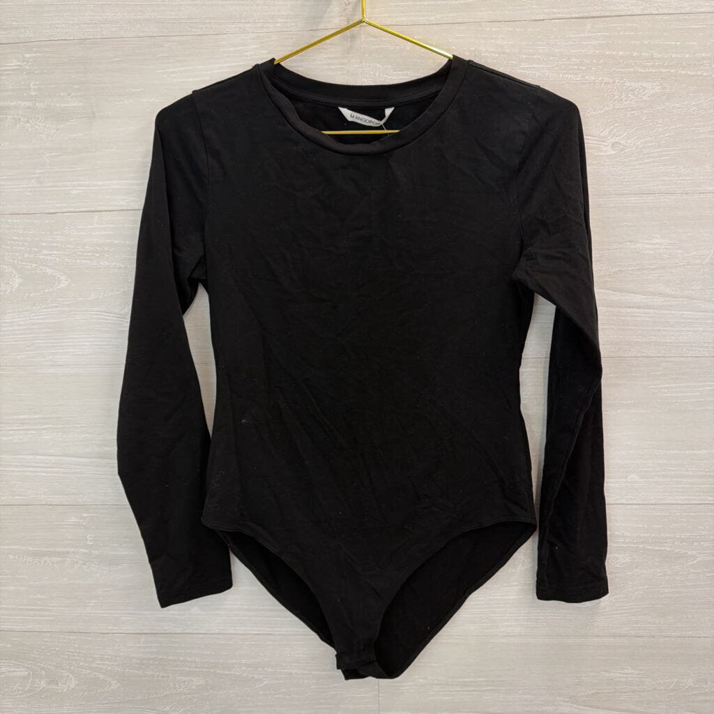 Mango Pop Black Long Sleeve Bodysuit Medium