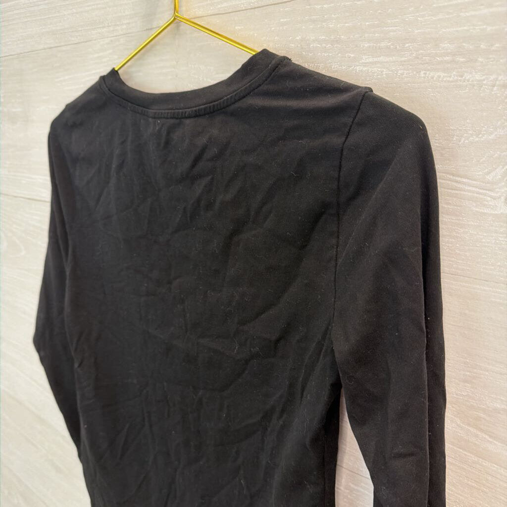 Mango Pop Black Long Sleeve Bodysuit Medium