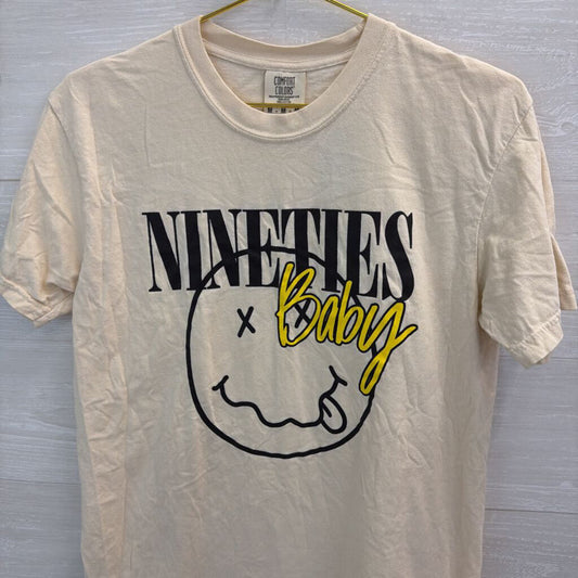 Comfort Colors Beige Nineties Baby Short Sleeve Graphic Tee Medium