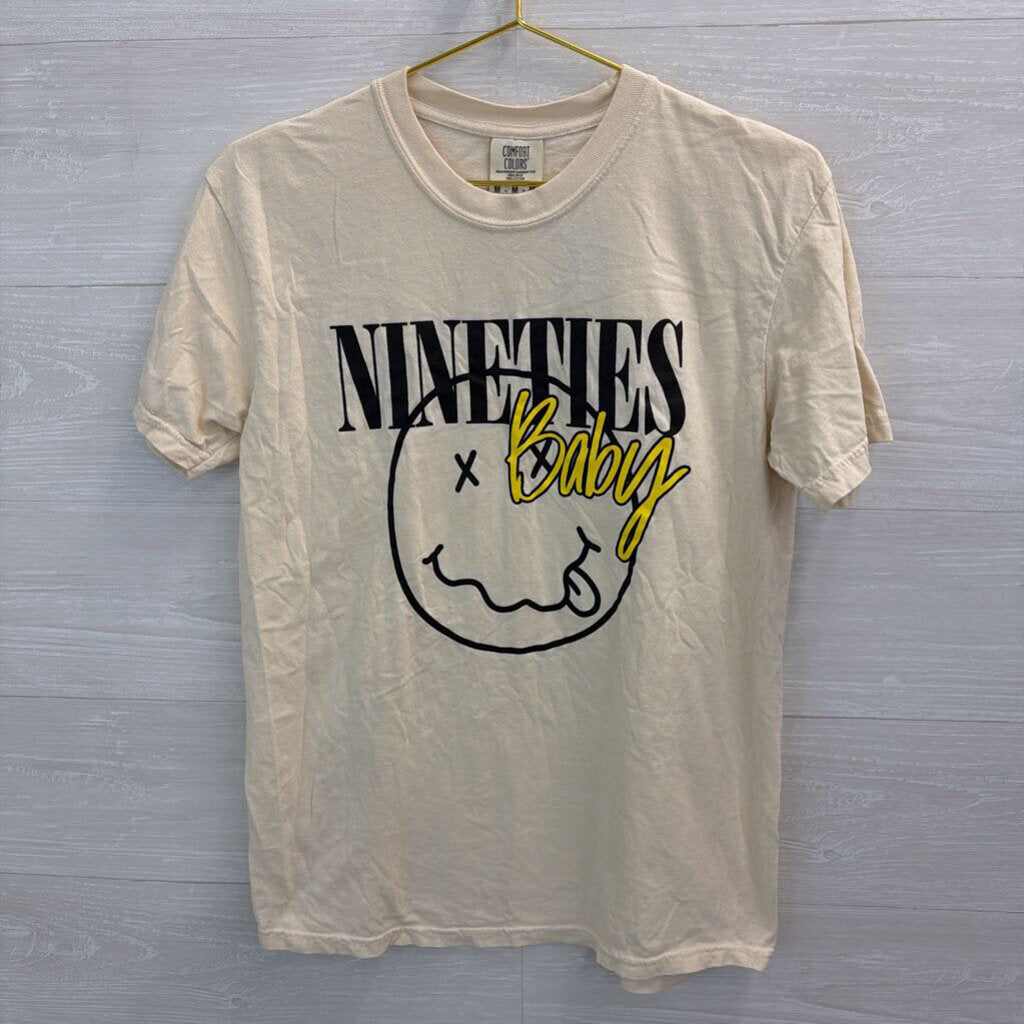 Comfort Colors Beige Nineties Baby Short Sleeve Graphic Tee Medium
