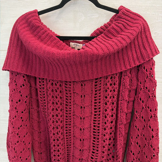 Umgee Cranberry Soft Knit Off Shoulder Sweater Small