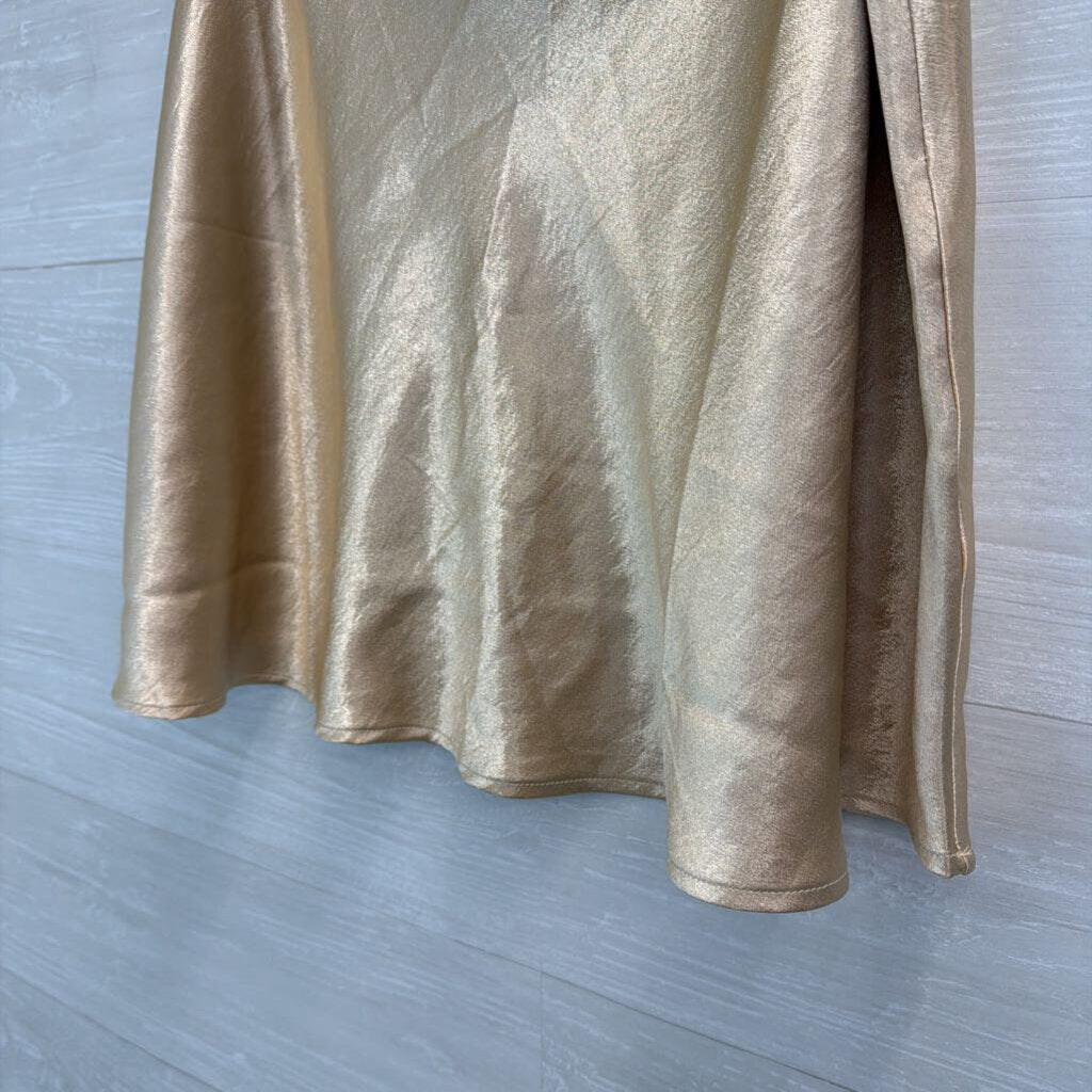 Double Zero Gold Silky Mini Skirt Large