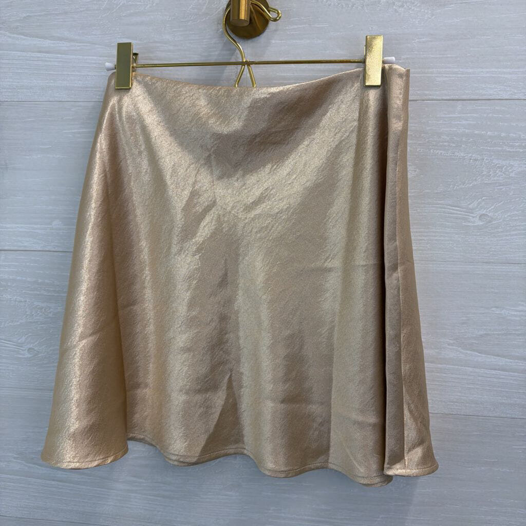 Double Zero Gold Silky Mini Skirt Large