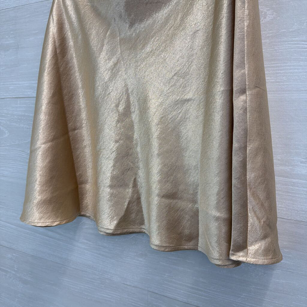 Double Zero Gold Silky Mini Skirt Large