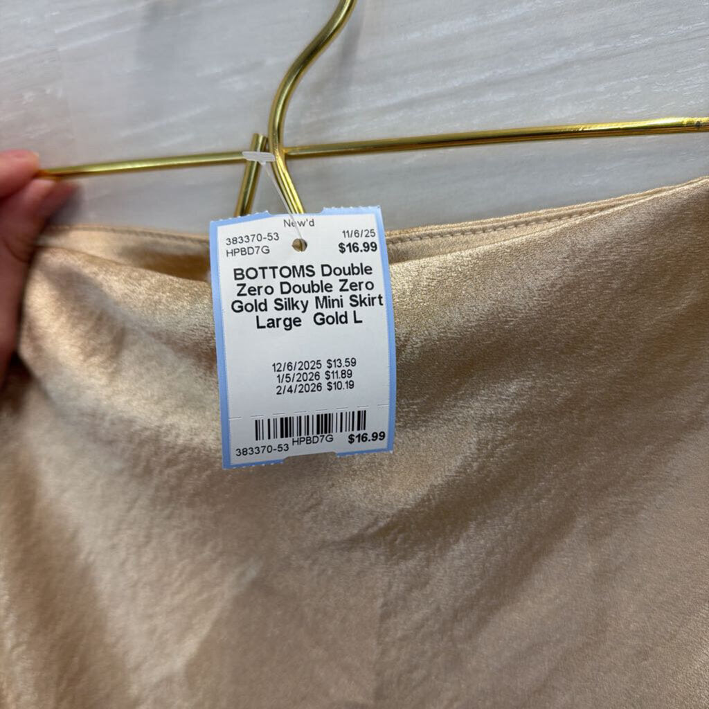 Double Zero Gold Silky Mini Skirt Large