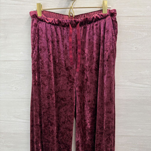 Stars Above Burgundy Crushed Velvet Pull On Wide Leg Pants Small