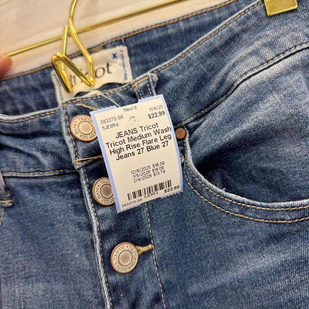 Tricot Medium Wash High Rise Flare Leg Jeans 27