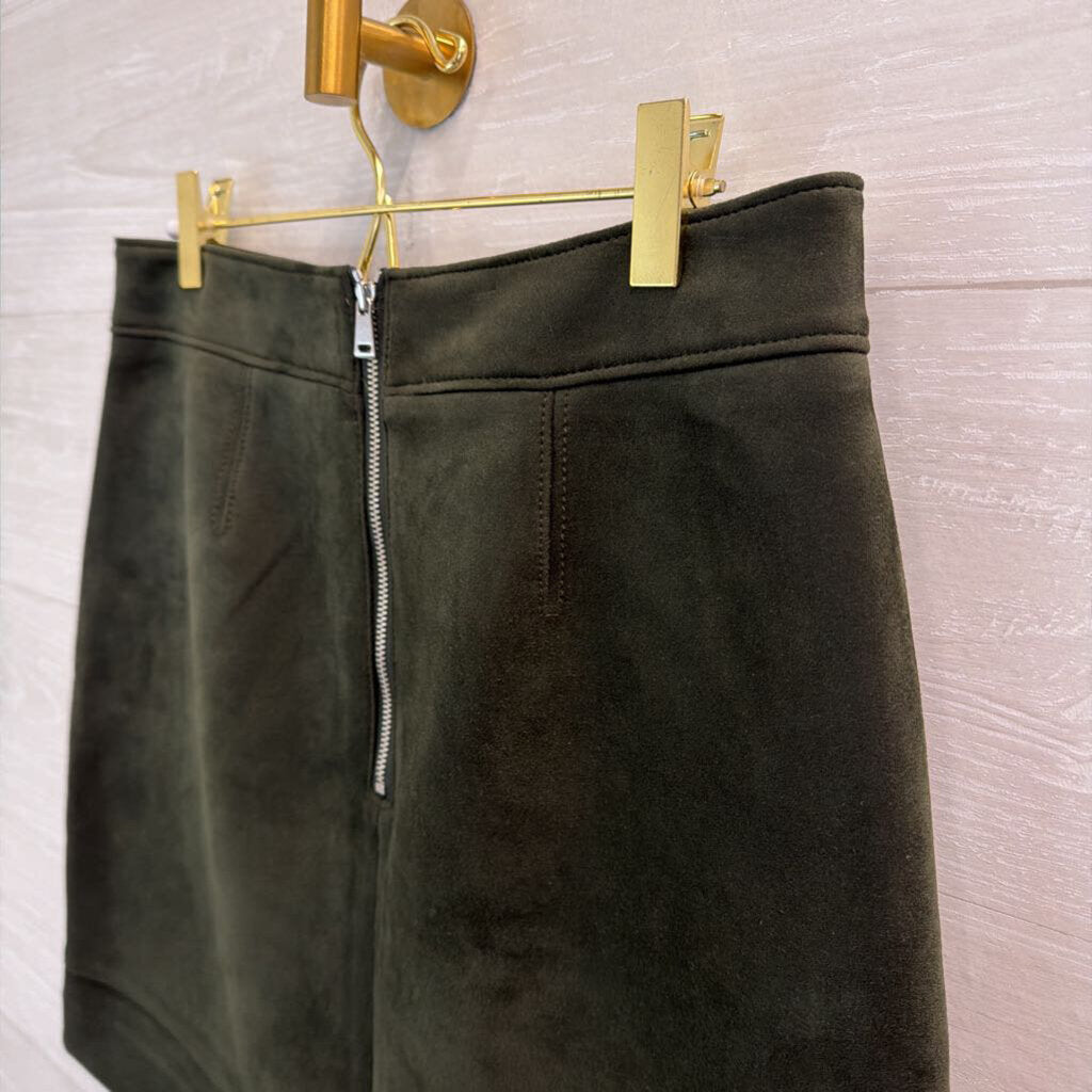 Loft Green Suede Mini Skirt 4