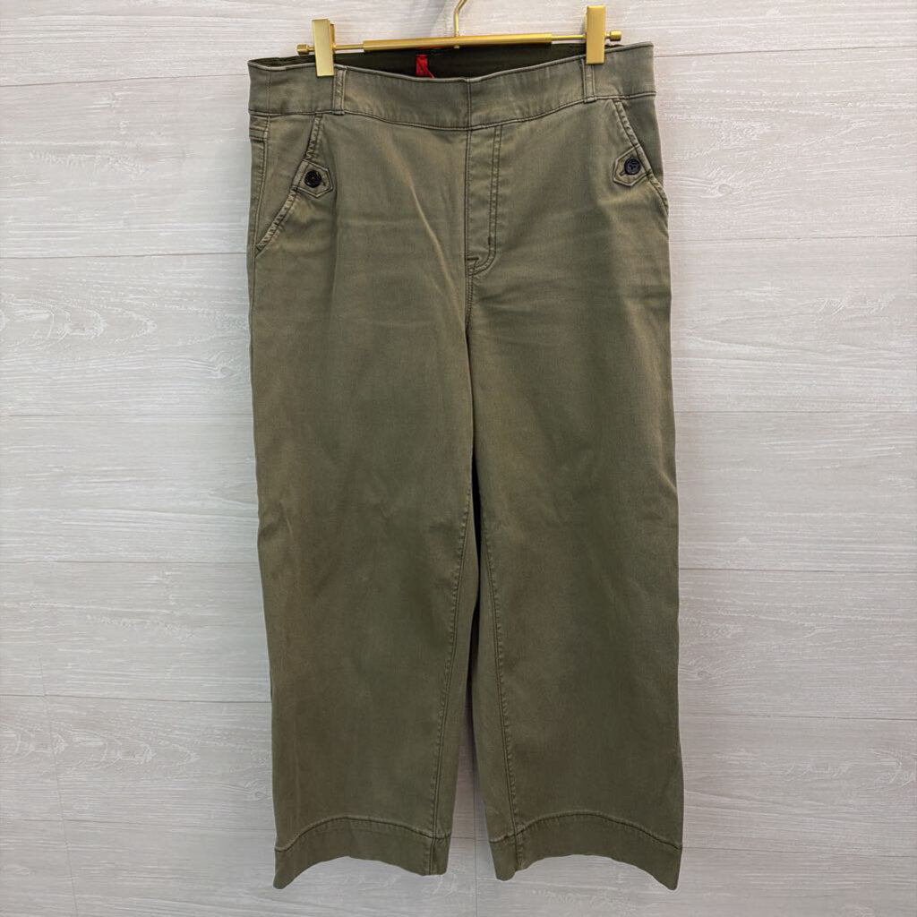 Spanx Green Wide Leg Cropped Pull On Pants Large